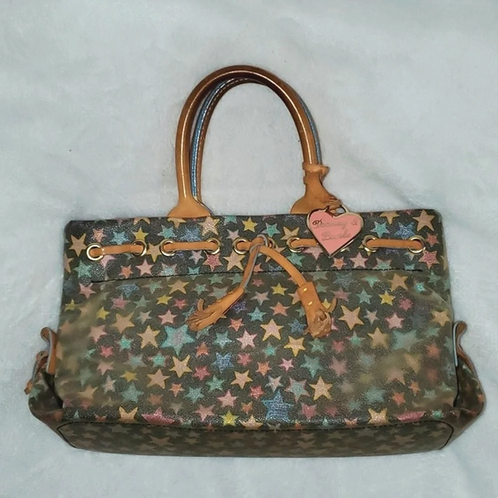Dooney & Bourke Vintage Y2K Scribble Stars Satchel Bag Purse